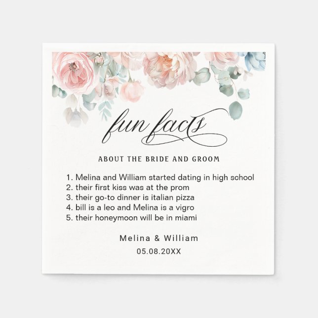 Roligt för Blommigt av  Rosa i Bröllop Pappersservett (Framsidan)