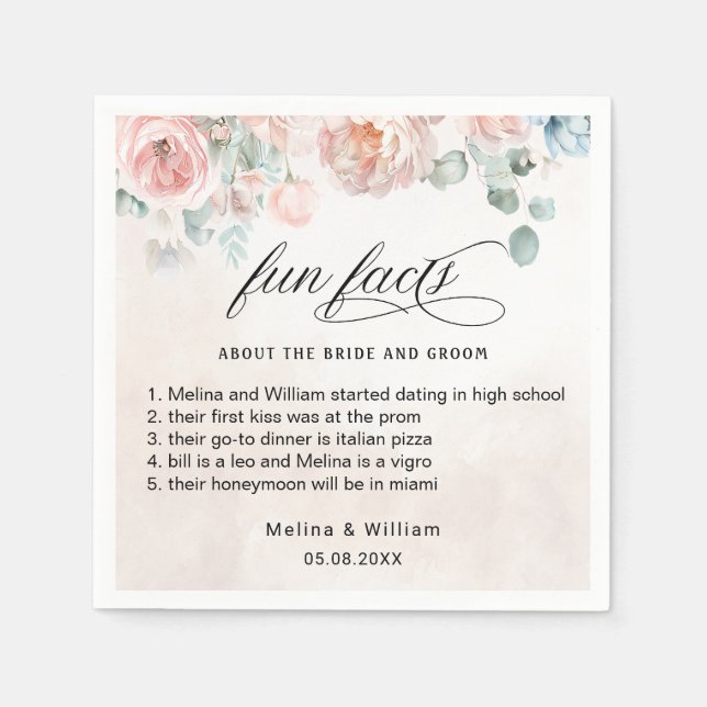 Roligt för Blommigt av  Rosa i Bröllop Pappersservett (Framsidan)