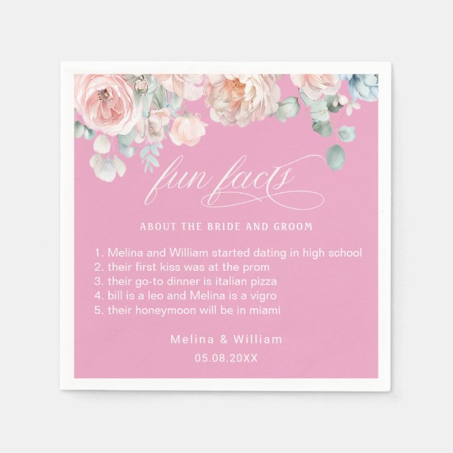 Roligt för Blommigt av  Rosa i Bröllop Pappersservett (Framsidan)