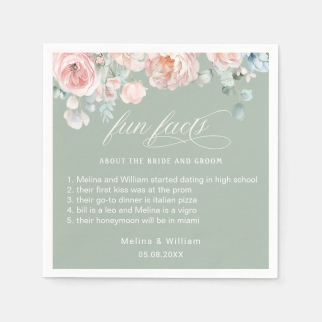 Roligt för Blommigt av  Rosa i Bröllop Pappersservett (Framsidan)