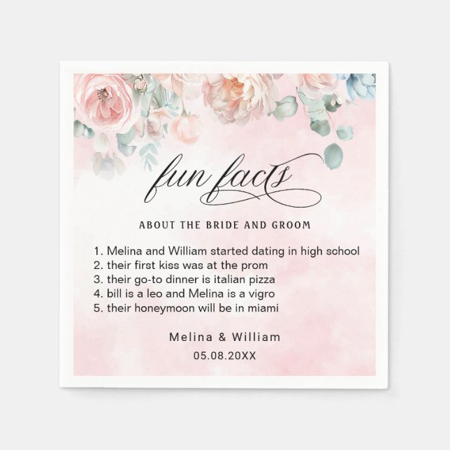 Roligt för Blommigt av  Rosa i Bröllop Pappersservett (Framsidan)