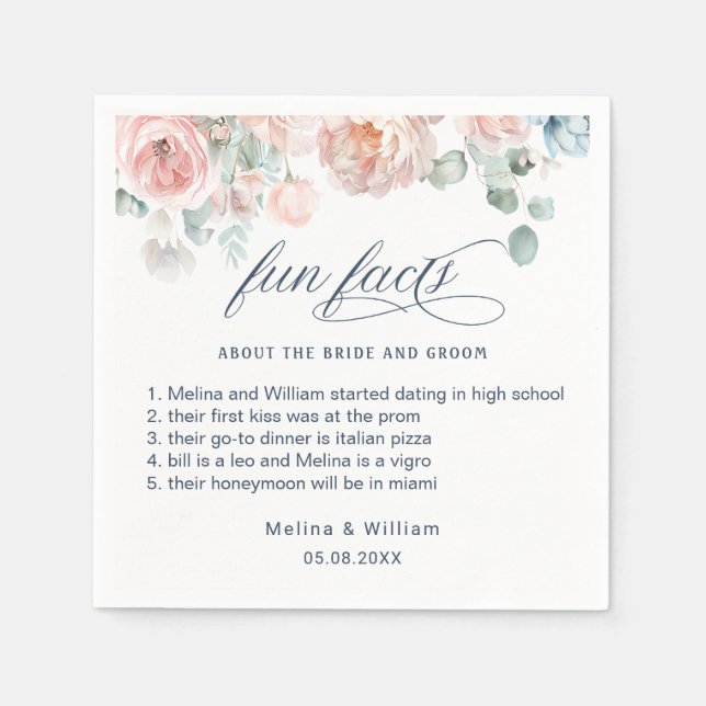 Roligt för Blommigt av  Rosa i Bröllop Pappersservett (Framsidan)