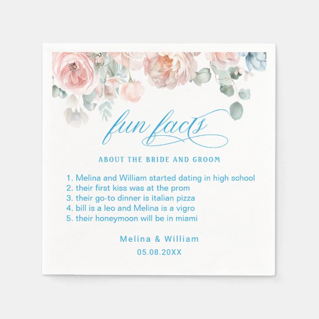 Roligt för Blommigt av  Rosa i Bröllop Pappersservett (Framsidan)