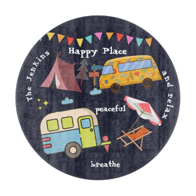 Roligt för campingskärl. Redigerbar ordalydelse (Framsidan)