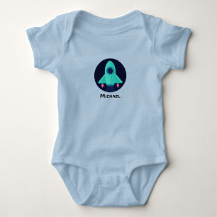 Roligt för Cute Rocket Spaceship & Boy Namn Space T Shirt