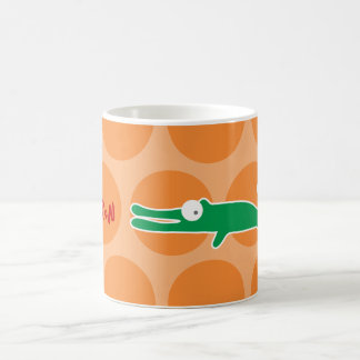 Roligt för Cute Tecknad Grönt Alligator & Dots Bar Kaffemugg