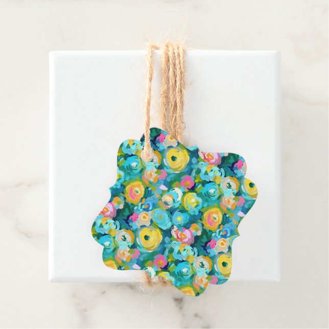 Roligt för färgkonst sommarfärgad Blommigt Gåvor Etiketter (På plats)