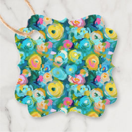 Roligt för färgkonst sommarfärgad Blommigt Gåvor Etiketter