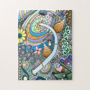 Roligt för färgstark Abstrakt Bright Original Art  Pussel