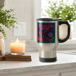 Roligt för färgstark inspirerande Blommigt Resemugg