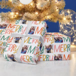 Roligt för färgstarka julfoto presentpapper<br><div class="desc">God jul presenter! Den här roligtens färgstarka omslagning av pappra innehåller en lekfull "merry" mönster, tillsammans med två foton som upprepas över den här festliga helgdag. Anpassa presenter med den här unika presentationen. Detta ursprungliga papper av Lea Delaveris Design är en del av Fa la och Ho ho-samlingen som omfattar...</div>