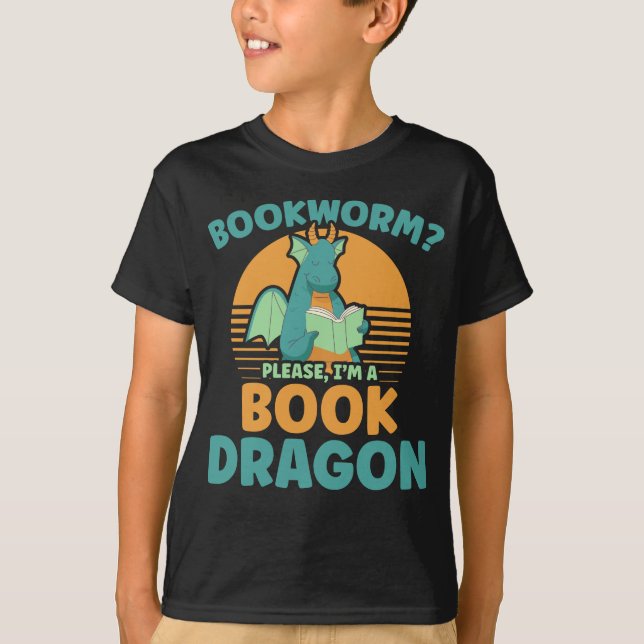 Roligt för  för Lusjmask, Kids Dragon Älskare Bok  T Shirt (Framsida)