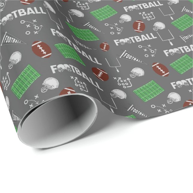 Roligt för fotboll på Mörk Grått Presentpapper (Rullad Hörn)