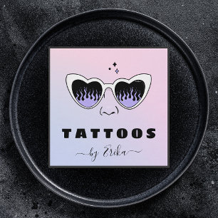 Roligt för glamorerade glasögon Tatto Artist Girly Fyrkantigt Visitkort