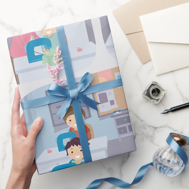 Roligt för jakt och lärande av barn i syningsklass presentpapper (Skapare uppladdad)