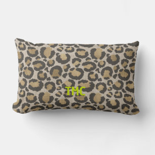Roligt för Leopard Print Monogram Initialer Chic D Lumbarkudde