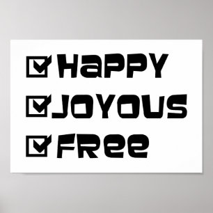 Roligt för lycklig Joyous Free Slogan-citattecken, Poster