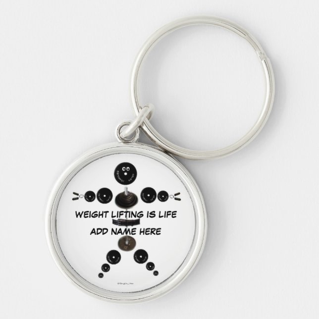 Roligt för lyftning av anpassningsbarnas vikt rund silverfärgad nyckelring (Framsidan)