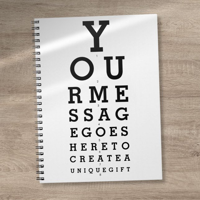 Roligt för meddelandeoptimering för Anpassningsbar Anteckningsbok (Personalized Custom Message Optician Chart Fun Notebook)