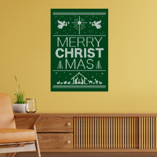 Roligt för mjuk God jul Grönt Sweater Religiösa Poster