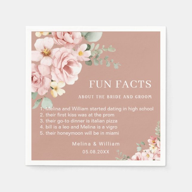 Roligt för modern Rosa Blommigt i Bröllop Pappersservett (Framsidan)