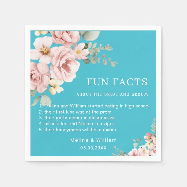 Roligt för modern Rosa Blommigt i Bröllop Pappersservett (Framsidan)