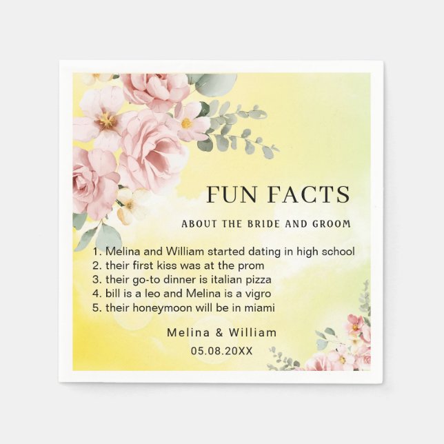 Roligt för modern Rosa Blommigt i Bröllop Pappersservett (Framsidan)