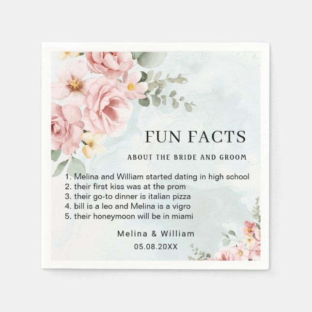 Roligt för modern Rosa Blommigt i Bröllop Pappersservett (Framsidan)