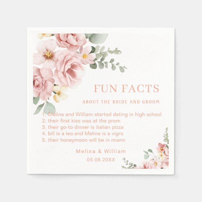 Roligt för modern Rosa Blommigt i Bröllop Pappersservett (Framsidan)