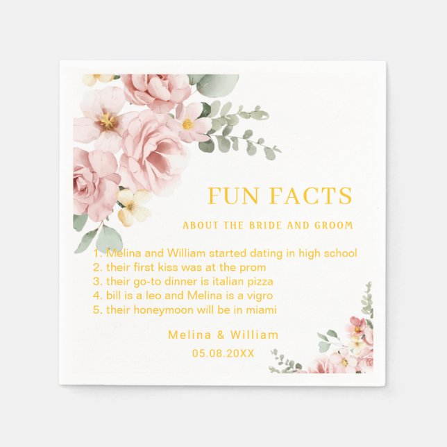 Roligt för modern Rosa Blommigt i Bröllop Pappersservett (Framsidan)