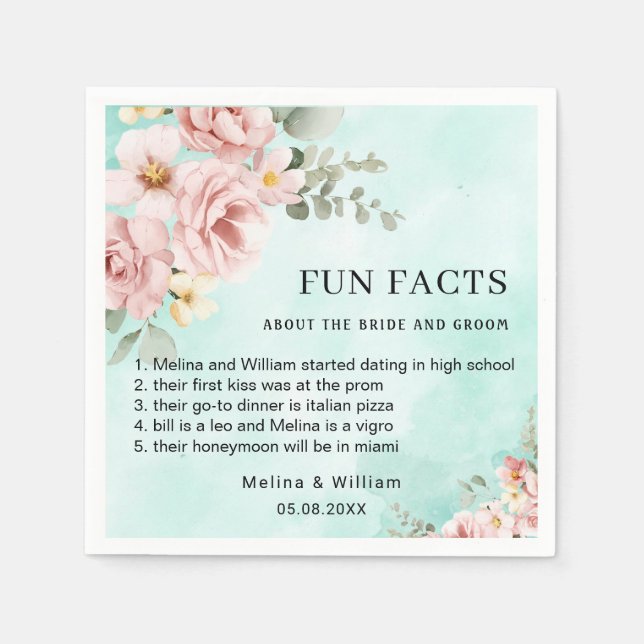 Roligt för modern Rosa Blommigt i Bröllop Pappersservett (Framsidan)