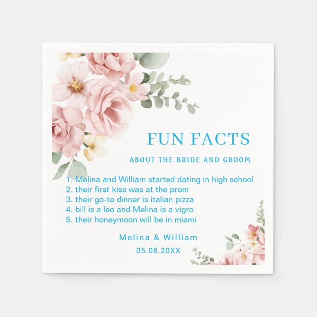 Roligt för modern Rosa Blommigt i Bröllop Pappersservett (Framsidan)