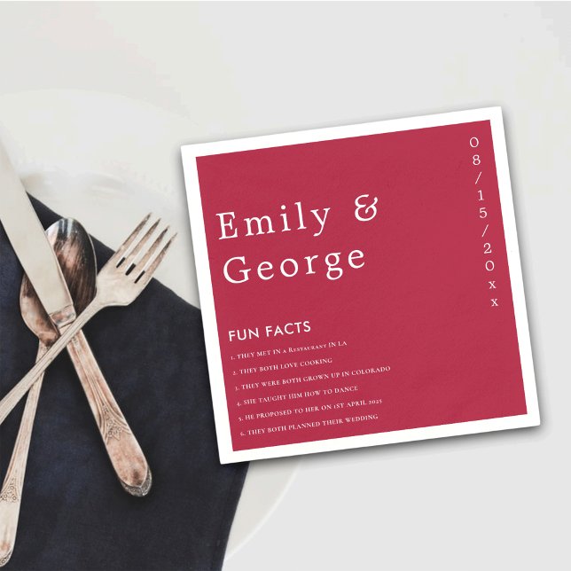 Roligt för Modern Script Viva Magenta Facts Bröllo Pappersservett (Skapare uppladdad)