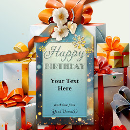 Roligt för mousserande Blommigt Presentetikett