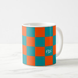 Roligt för Orange-turkos för Team Sports Checkerbo Kaffemugg