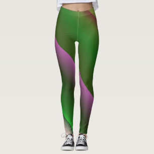 Roligt för övertoning av rosa och Grönt Leggings