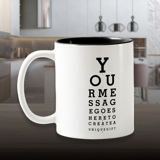 Roligt för personlig Message  Optician Två-Tonad Mugg (Personalized Message Fun Optician Chart Two-Tone Coffee Mug)