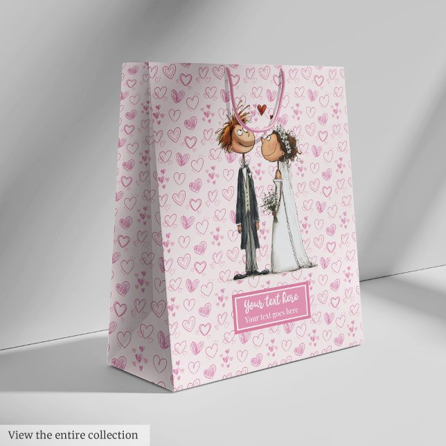Roligt för Personligen tecknad Bröllop par Gift Ba (Cartoon Wedding Couple Gift Bag Personalized Fun)