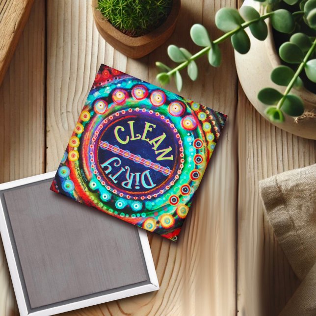 Roligt för ren smutsig doishwasher Färgfläckig cut Magnet (Skapare uppladdad)