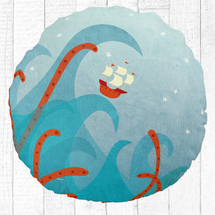 Roligt för sjövaktmästare rund kudde