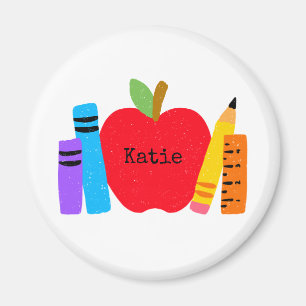 Roligt för skolbarnlärare NAMN Apple Bokar Pencil Magnet