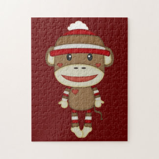 Roligt för Sock monkey Retro-familjen Pussel