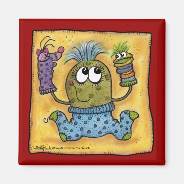 Roligt för sock Puppet Magnet (Framsidan)