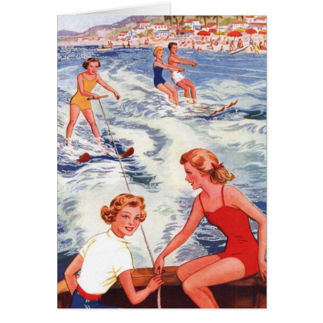 Roligt för sommarvattenskidåkning hälsningskort (Framsidan)