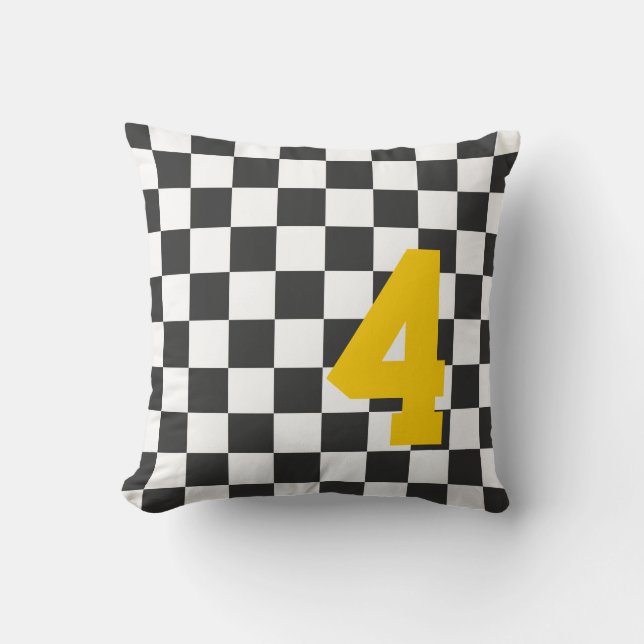 Roligt för sportfantast Checkerboard Number Team F Kudde (Framsida)