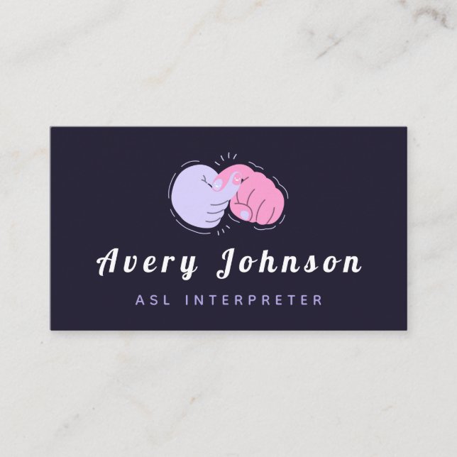 Roligt för språkinstruktör för modernt ASL-tecken  Visitkort (Framsida)