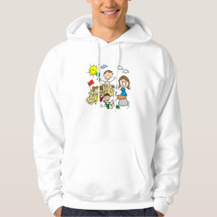 Roligt för stick figurfamiljstrand hoodie