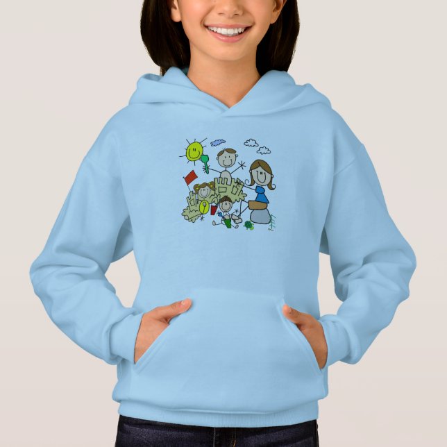 Roligt för stick figurfamiljstrand tee (Framsida)