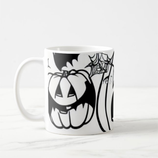 Roligt för svartvit halloween-tecknad kaffemugg (Vänster)