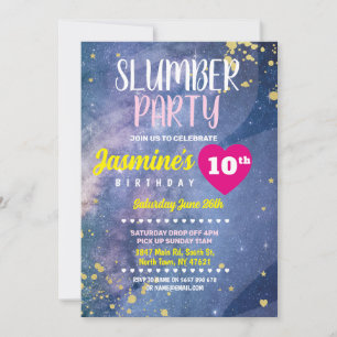Roligt för tippningsfärg för slumber Party Inbjudningar